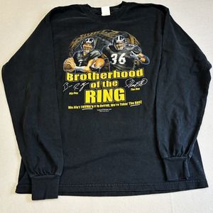 Gildan Pittsburgh Steelers Shirt Mens Large Brotherhood of the Ring Black LS